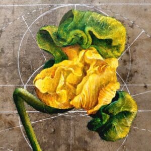 Wolfgang Zelmer Fiori geometrico Mischtechnik auf Leinwand Maße 25 x 20 cm Unikat