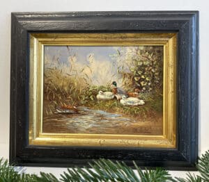 Christian Lückel Enten Öl auf Platte Motivmaß 12 x 16 cm, gerahmt