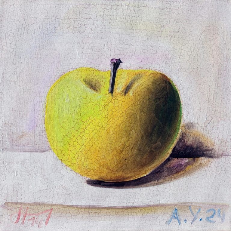 Andreas Schiller Apfel Rot 27 x 27 cm Öl/Leinwand Unikat