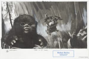 Robert Bailey Babe In The Woods Zeichnung, RB 694 Small Unikat