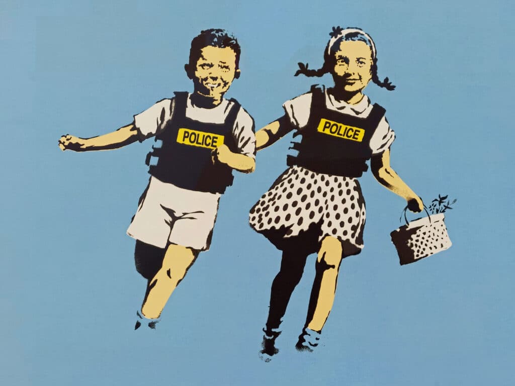 Banksy Police Kids Farbsiebdruck, 2005 Auflage 188/350 handsigniert und datiert Blattmaß 50 x 70 cm