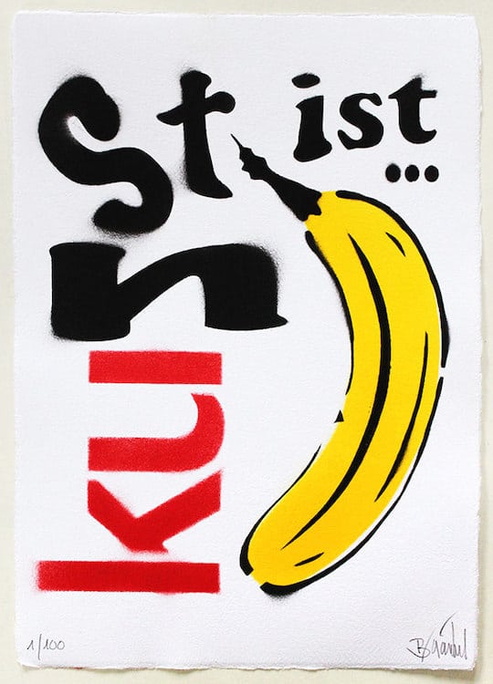 Thomas Baumgärtel Kunst ist Banane, 2015 Spraylack (Stencil) auf Büttenpapier Auflage 56/100 30 x 21 cm