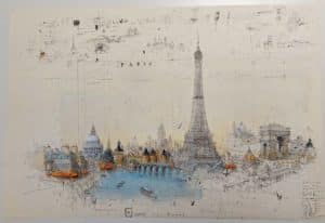 Alexander Befelein Paris - Wunder an der Seine, 2022 Mischtechnik Maße 31 x 45,5 cm Unikat