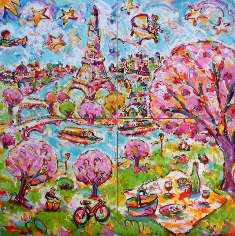 Marco Grieser I Love Paris In Springtime Acryl/Leinwand, 4-tlg. 160 x 160 cm Unikat