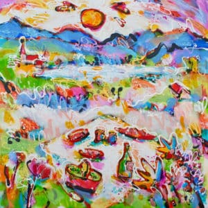 Marco Grieser Picknick in den Alpen Acryl/Leinwand 60 x 60 cm Unikat