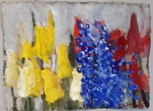 Klaus Fußmann Tulpen und Vergissmeinnicht Gouache