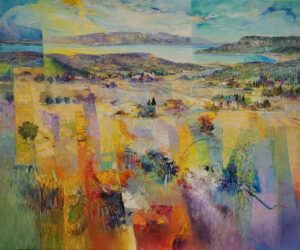 Mario Malfer Blick auf den Gardasee Öl auf Leinwand 100 x 120 cm Unikat