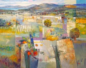 Mario Malfer Sommer am Gardasee Öl auf Leinwand 100 x 80 cm Unikat