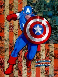 Randy Martinez Captain America Collage/Holz 61,5 x 46 cm Unikat