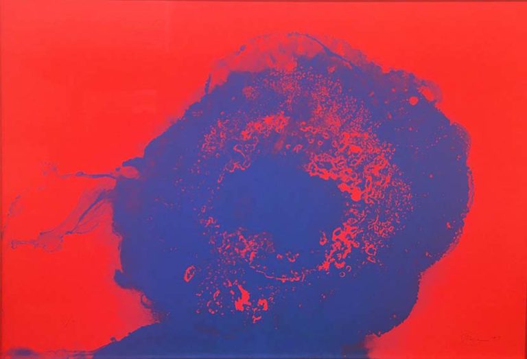 Piene Ott O.T., Arbeitstitel Blau auf Rot Serigraphie 1971 handsigniert Auflage 40 69,5 x 89,5 cm