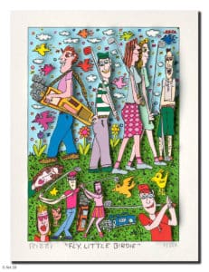 James Rizzi Fly Little Birdie mit Passepartout Auflage 350 Ex. drucksigniert 40 x 30 cm