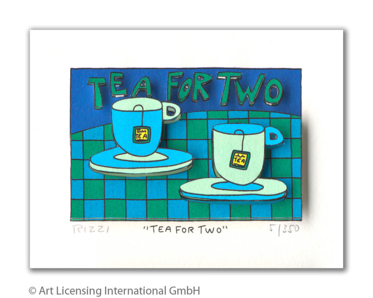 James Rizzi Tea for two mit Passepartout drucksigniert Auflage 350 Ex. 20 x 24 cm