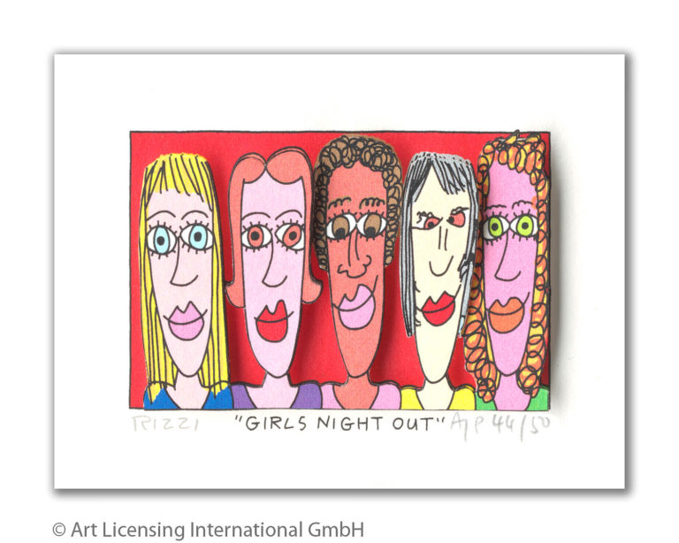 James Rizzi Girls night out mit Passepartout drucksigniert Auflage 350 Ex. 20 x 24 cm
