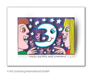 James Rizzi Moon beams and dreams mit Passepartout drucksigniert Auflage 350 Ex. 20 x 24 cm