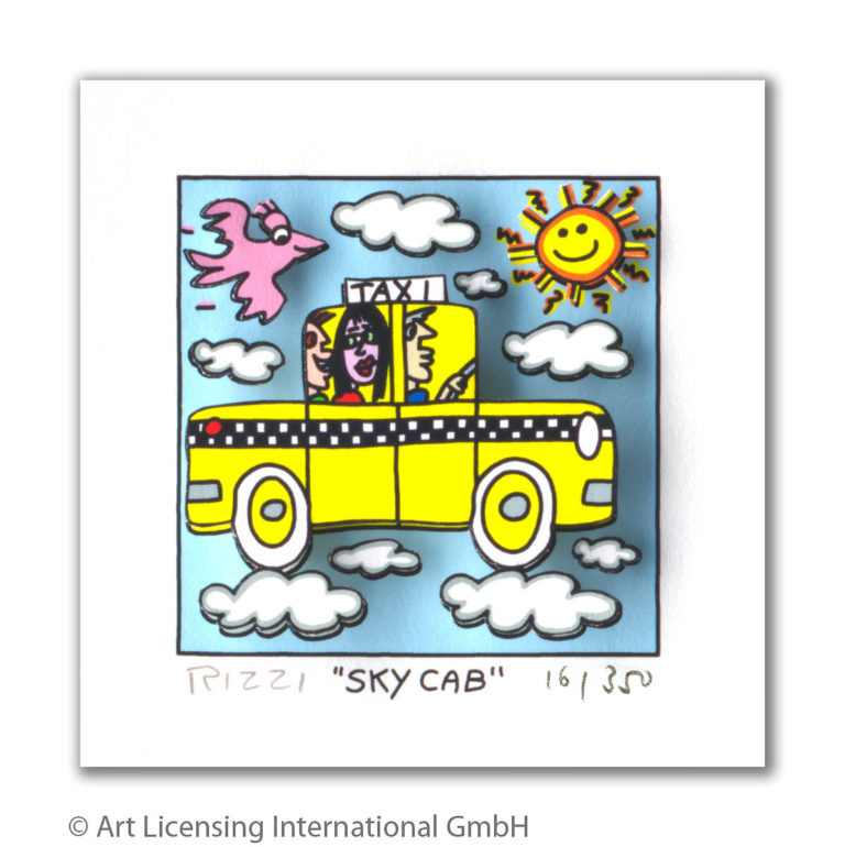 James Rizzi Sky Cab mit Passepartout Auflage 350 Ex. drucksigniert 24 x 20 cm