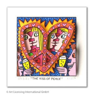 James Rizzi The Kiss Of Peace mit Passepartout Auflage 350 Ex. drucksigniert 20 x 24 cm