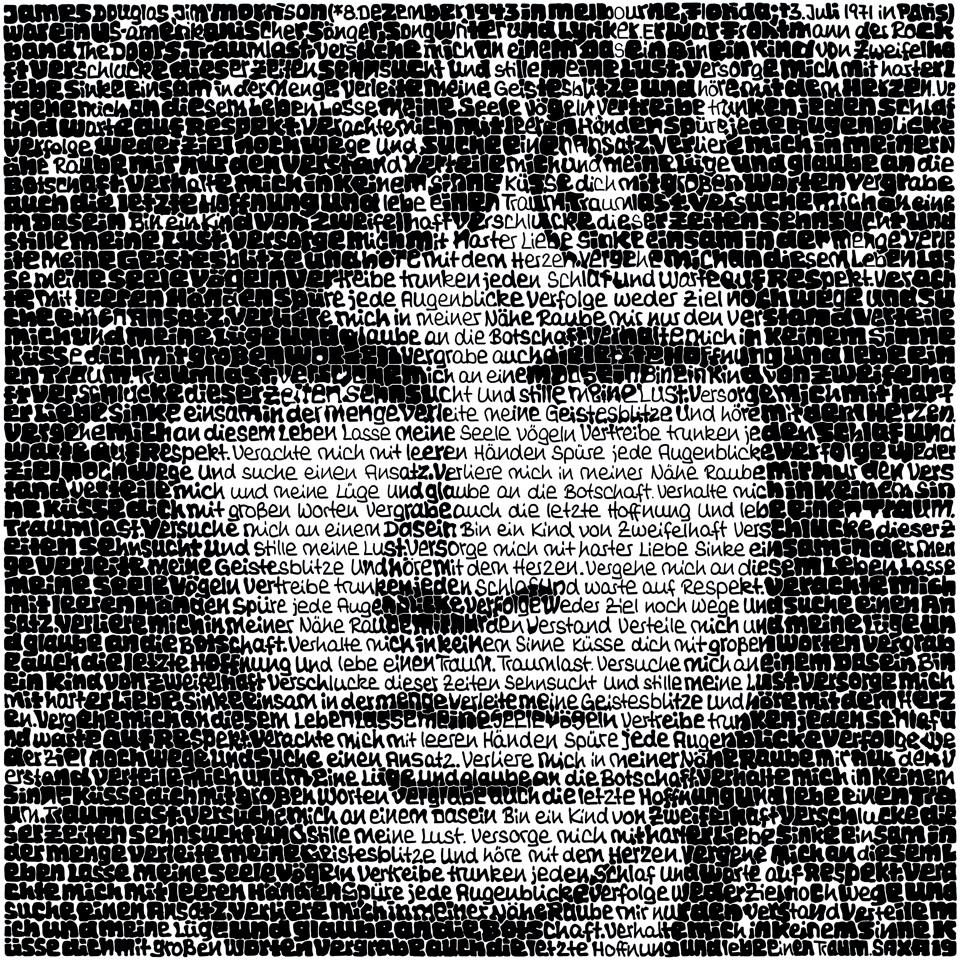 SAXA geschriebene Bilder Tusche auf Leinwand Jim Morrison