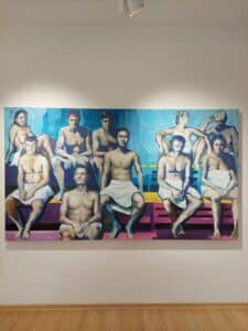 Markus Kurscheidt Quiet, please (Sauna) Öl auf Leinwand Unikat