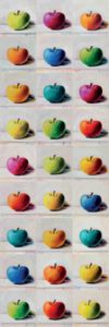 Andreas Schiller Painting Exercises 27 Äpfel Öl auf Leinwand Maße 243 x 81 c
