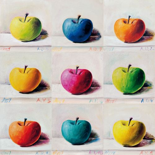 Andreas Schiller Painting Exercises 9 Äpfel Öl auf Leinwand