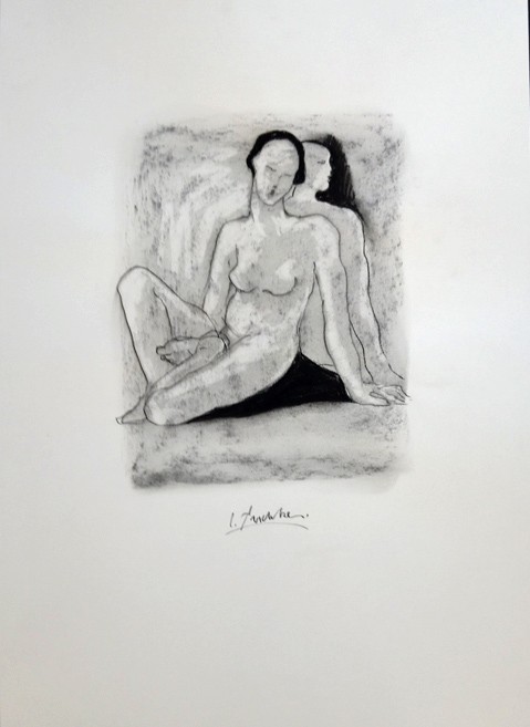 Christian Peschke Sitzende, Akt Pastell auf Papier Maße 70 x 50 cm Unikat