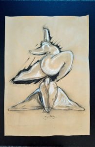 Christian Peschke Tanz und Grätsche Pastell auf Papier Maße 70 x 50 cm Unikat