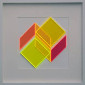 Klaus Joas, KUB 3D IV, 2022, Lichtverstärkendes Acrylglas, 52,5 x 52,5 cm, Unikat