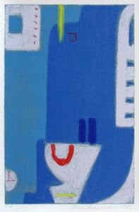 Max Ackermann Blaue Tektonik, 1973 Siebdruck auf Bütten 48,3 x 31,4 cm signiert