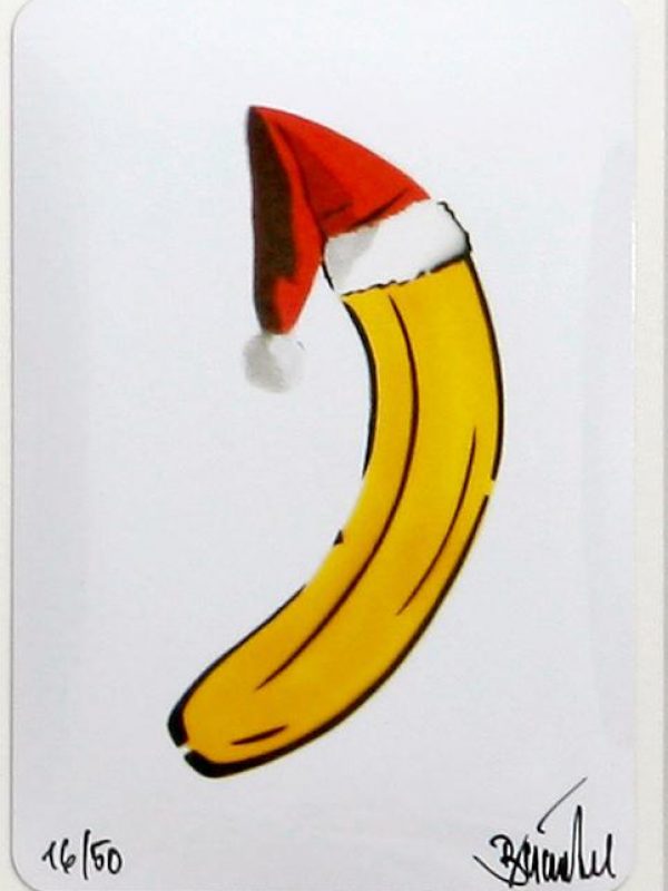 Thomas Baumgärtel Bananensprayer Art in Box: Weihnachtsbanane