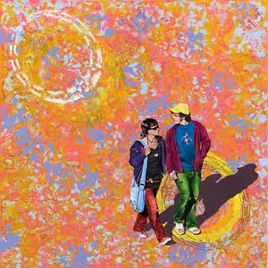 Zwei Personen auf bunter Leinwand, Jub Mönster Summer in Carnaby Acryl und Öl auf Leinen 80 x 80 cm Unikat