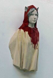 Leo Ferdinando Demetz Rotkäppchen Lindenholz, Farbe Höhe ca. 70 cm Unikat