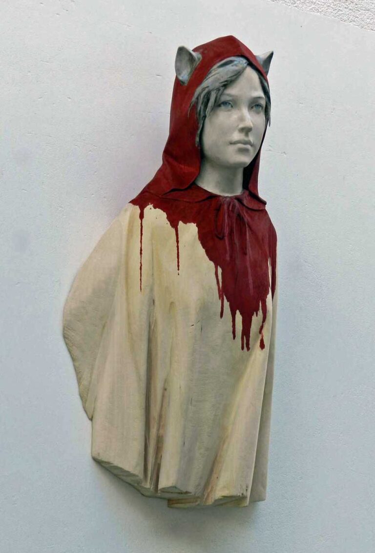 Leo Ferdinando Demetz Rotkäppchen Lindenholz, Farbe Höhe ca. 70 cm Unikat
