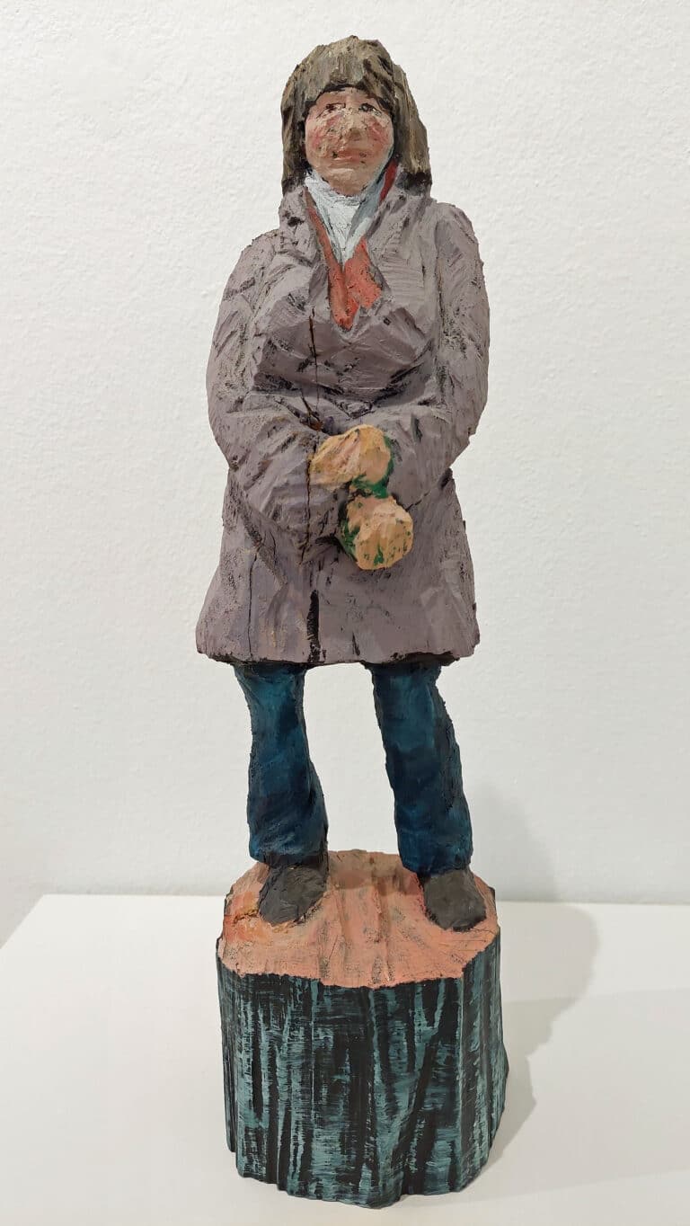 Klaus Dobrunz Estrelle Holzskulptur Eiche bemalt 41 x 11 x 12 cm Unikat
