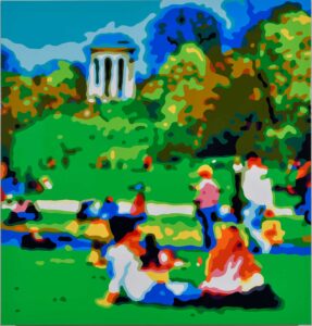 Konrad Winter Englischer Garten Autolack auf Aluminium 65 x 62 cm Unikat