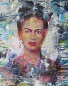 Monika Kaiblinger Frida mit Schleife Acryl auf Leinwand 50 x 40 cm Unikat