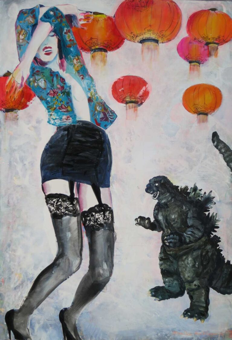 Monika Kaiblinger Godzilla Acryl auf Leinwand 170 x 120 cm Unikat