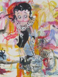 Monika Kaiblinger Betty mit Hund Acryl auf Leinwand 145 x 110 cm Unikat