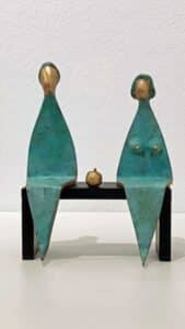 Nikos W. Dettmer Liebesbarometer Bronze patiniert, Holz ca. 17 x 12 x 6 cm Auflage 99 Exemplare