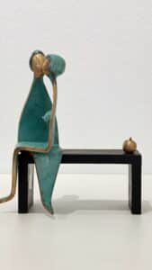 Nikos W. Dettmer Liebesbarometer Bronze patiniert, Holz ca. 17 x 12 x 6 cm Auflage 99 Exemplare