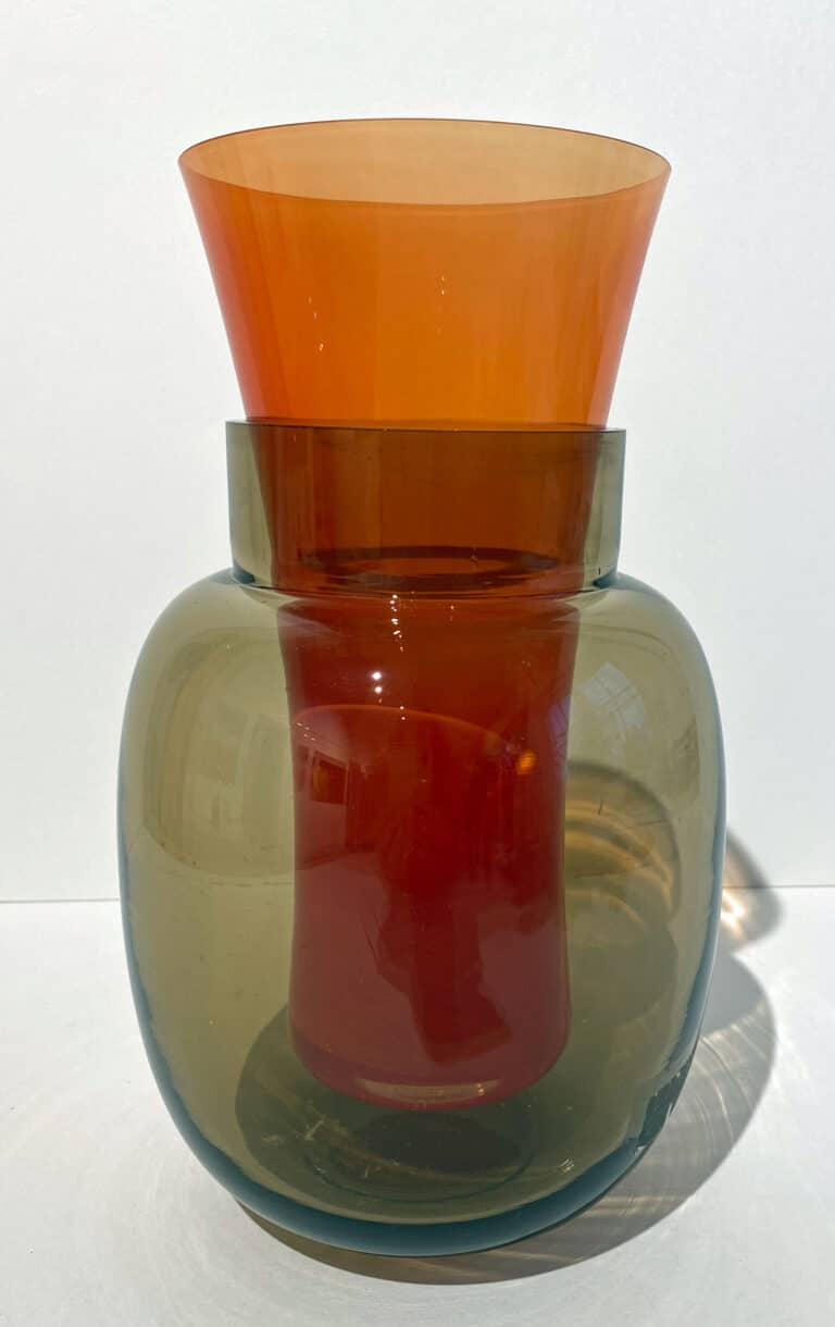 Cornelius Réer DOB 2-teiliges Glasobjekt einzeln als Vasen verwendbar Gesamthöhe ca. 26 cm, Ø ca. 16 cm
