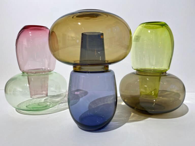 Cornelius Réer OLA 2-teilige Glasobjekte einzeln funktional verwendbar, wechselseitig umkehrbar aufstellbar Höhe 24 cm, Ø max. 18 cm