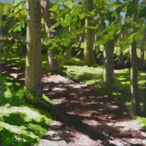 Hermann Reimer Waldweg Öl/Leinwand 40 x 40 cm Unikat