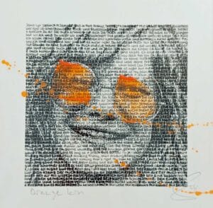 SAXA Janis Joplin - Orange kiss Mixed Media/Pigmentdruck auf Karton je 20 x 20 cm signiert und datiert Overpainting