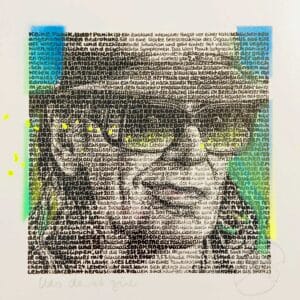 SAXA Udo Lindenberg - Udo denkt grün Mixed Media/Pigmentdruck auf Karton je 20 x 20 cm signiert und datiert Overpainting