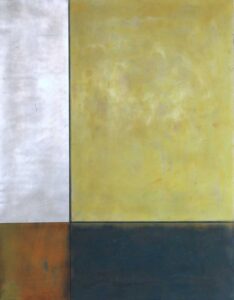 Ulla Ströhmann Gelb Enkaustik mit Blattmetall auf Holz 110 x 85 x 3 cm Unikat