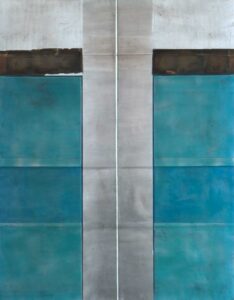 Ulla Ströhmann Türkis Enkaustik mit Blattmetall auf Holz 110 x 85 x 3 cm Unikat