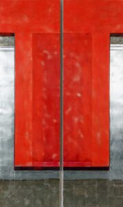 Ulla Ströhmann Rot Diptychon Enkaustik mit Blattmetall auf Holz 170 x 100 x 3 cm Unikat