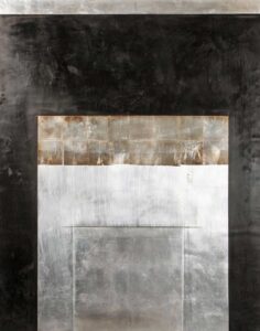 Ulla Ströhmann Schwarz Enkaustik mit Blattmetall auf Holz 125 x 100 x 3 cm Unikat