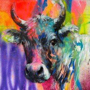 Ilona Griss-Schwärzler Cow Vivid Mischtechnik/Leinwand 40 x 40 cm Unikat