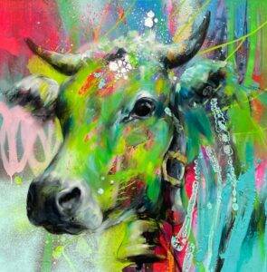 Ilona Griss-Schwärzler Cow Vivid Mischtechnik/Leinwand 90 x 90 cm Unikat
